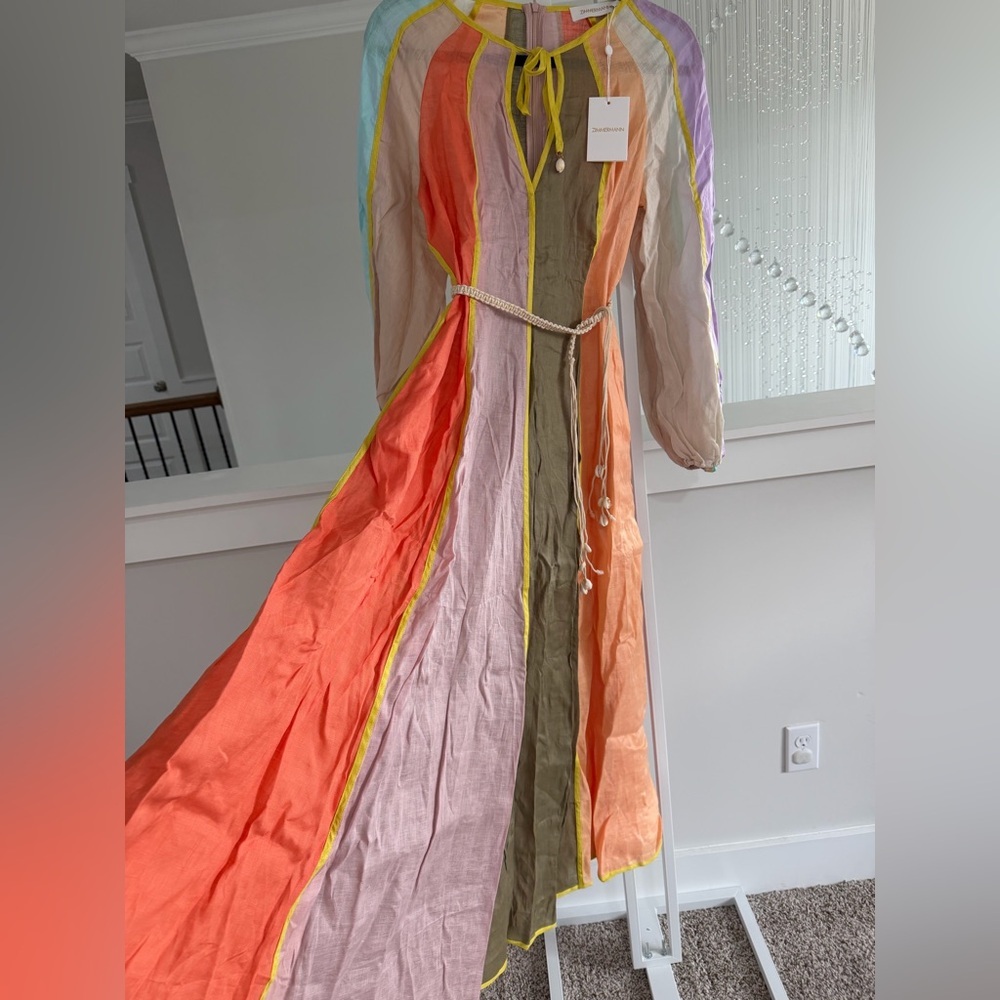 Zimmermann Multicolor Panel Dress with Balloon Sleeves - Picture 7 of 8